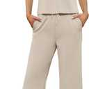 SAMPEEL Two Piece Sets for Women Summer Outfits Lounge Sets Mock Neck Tops Wide Leg Crop Pants Vacation Travel Outfits (Beige, M)