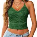 Avidlove Sexy Tops for Women Lace Camisole Y2k Halter Crop Top Slim Going Out Outfits 2025 Trendy (Green, XXL)
