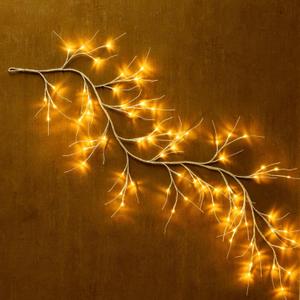 Birch Vine with Lights with Timer 6ft 72LED, Artificial Tree for Walls Birch Twig for Room Decor Mantle Fireplace Holiday Christmas Decorations Birch Branches - Battery Operated (White)