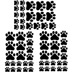 60 Pcs Dog Footprints Wall Decal Vinyl Stickers, Removable Lovely Animal Paw Print Art DIY Sticker Mural for Bedroom Playroom Living Room Office Home Window Door Decoration
