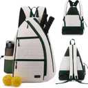 Sucipi Women's Pickleball Backpack - Quilted Crossbody Sling Bag for Tennis & Pickleball Paddle (Large, Beige Green)
