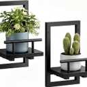 Sbosbo Floating Shelves for Wall, Plant Shelf Indoor, Wall Planters for Indoor Floating Plant Shelves for Bedroom, Living Room, Kitchen, Office, Bathroom Decor (Black, 2 Pack)