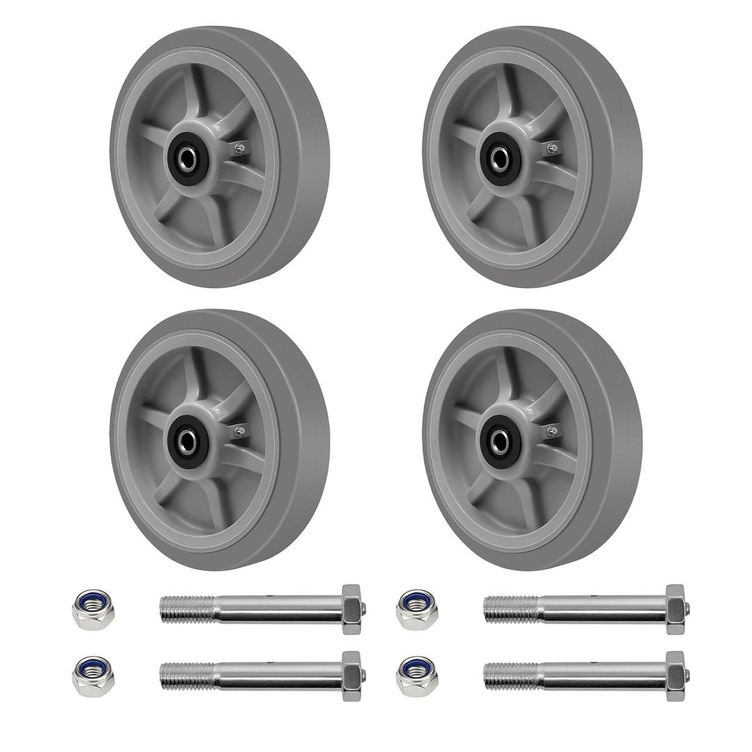 8x2"Heavy Duty Caster Wheels -Industrial Caster Wheels,Rubber Wheels- Set of 4 with up to 3600 LB Capacity