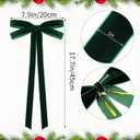 12pcs Velvet Ribbon Bows 7.9 x 17.7In Large Christmas Bow Decoration for Tree Door Wreath Garland Staircase (green)