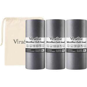 Microfiber Cleaning Cloth Rolls, 150 Tear-Away Sheets, Reusable & Washable, Lint-Free, Non-Scratch, Highly Absorbent Towel with Laundry Bag for Kitchen, Home, Car & Windows, Grey, 12 x 12 In, 150 pack