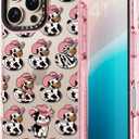 for iPhone 16 Pro Max Case Cute - Durable Shockproof 6.6 ft Drop Impact Phone Case - Funny Milk Cow Ducky Design (6.9") Glitter Pink