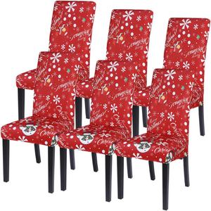 SearchI Christmas Chair Covers Set of 6, Stretch Xmas Kitchen Chair Cover Removable Washable Holiday Parsons Chair Slipcovers for Dining Room, Christmas Decoration, Ceremony(Snowman+Snowflake)