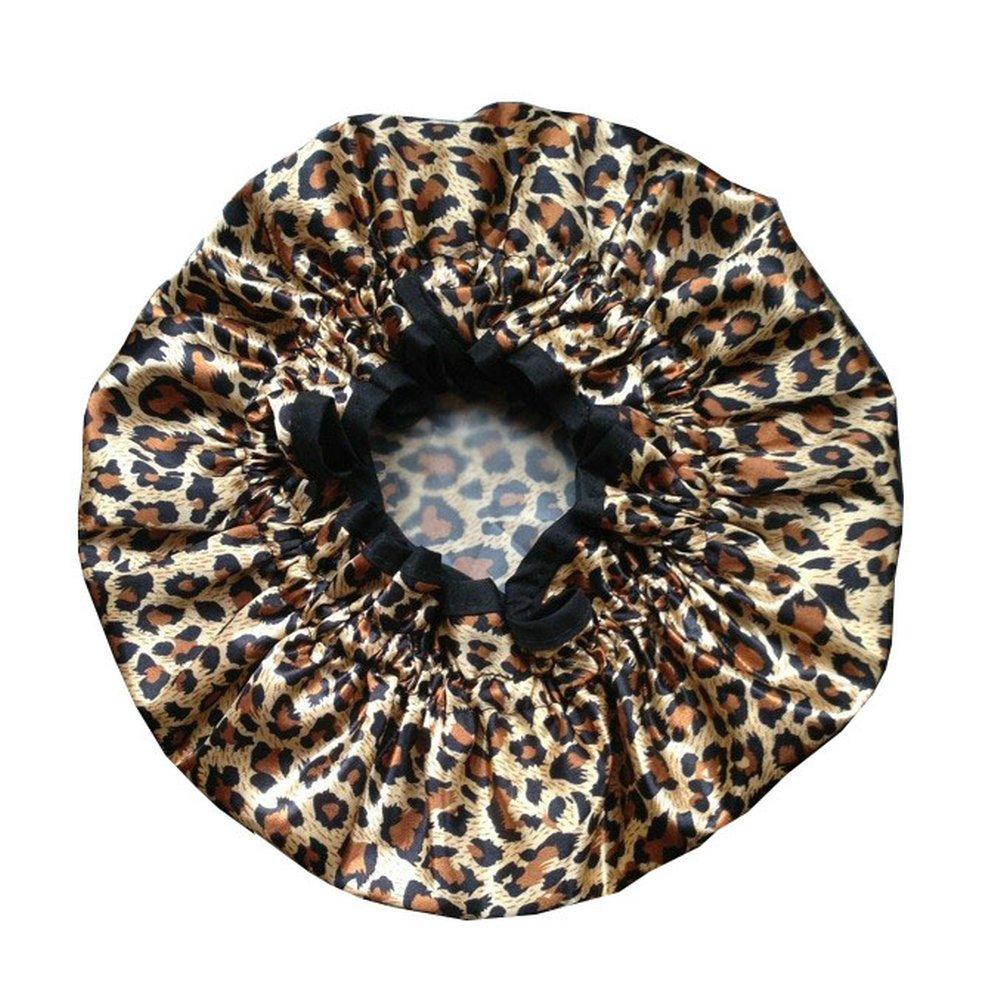 Designer Reusable Shower Cap, Leopard Stylish Bath Cap Double Layers Waterproof Bathing Shower Hat