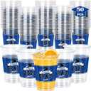 QZYL 50 PCS Graduation Cups, 14 OZ Blue Grad Decorations, Disposable Plastic Cup Bulk for Class of 2026 Congrats Grad, Grad Party Supplies Favors Tableware for Hot Cold Drinks High School College