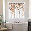 Shower Window Curtain, Watercolor Brown Eucalyptus Small Short Waterproof Bathroom Window Curtain with Hooks, 48x48 Inch