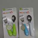 Munchkin Raise Toddler Fork and Spoon Utensil Set, Rest Keeps Tip Off Table, BPA Free, 4 Pack, Blue/Green