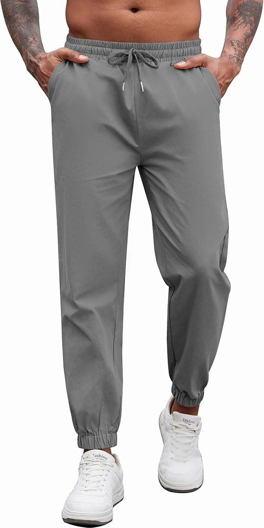 COOFANDY Men's Casual Joggers Pants Cotton Elastic Waist Drawstring Chino Pants Hiking Outdoor Track Sweatpants, M