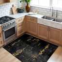 RELEANY Washable Area Rugs 3'x5' Non-Slip Modern Abstract Soft for Living Room Entryway Bedroom Nursery, Print Pattern, Dark Black Gold