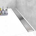 Linear Shower Drain, Shower Drain 24 inch with Removable Grate Cover, Professional AISI 304 Stainless Steel Shower Floor Drain, Linear Drain with Hair Catcher and Leveling Feet