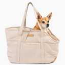 NoblePup Cozy Plush Dog Purse Carrier for Small Dogs - Dog Carrier Purse with Secure Harness Clip, Dog Tote Bag for Small Dogs and Puppies - Color: Cream