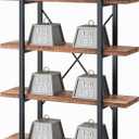 HSH Industrial 4 Tier Solid Wood Bookcase, Real Natural 4 Shelf Rustic Wooden and Metal Bookshelf, Farmhouse Open Vintage Etagere Book Shelf for Office Living Room Bedroom Storage, Distressed Brown