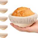 5 Inch Banneton Bread Proofing Basket Set of 6, Kikcoin Mini Sourdough Bread Baking Supplies, Small Banneton Basket Proofing Baskets for Sourdough Bread Baking (5" Round Baskets-6 Pack)