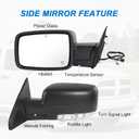 JDMSPEED Left Driver Side Door Mirror Compatible with Ram 1500 2009-2018 Ram 2500 3500 2010-2018 with Heated Power Glass Turn Signal Puddle Light(10 Pins)