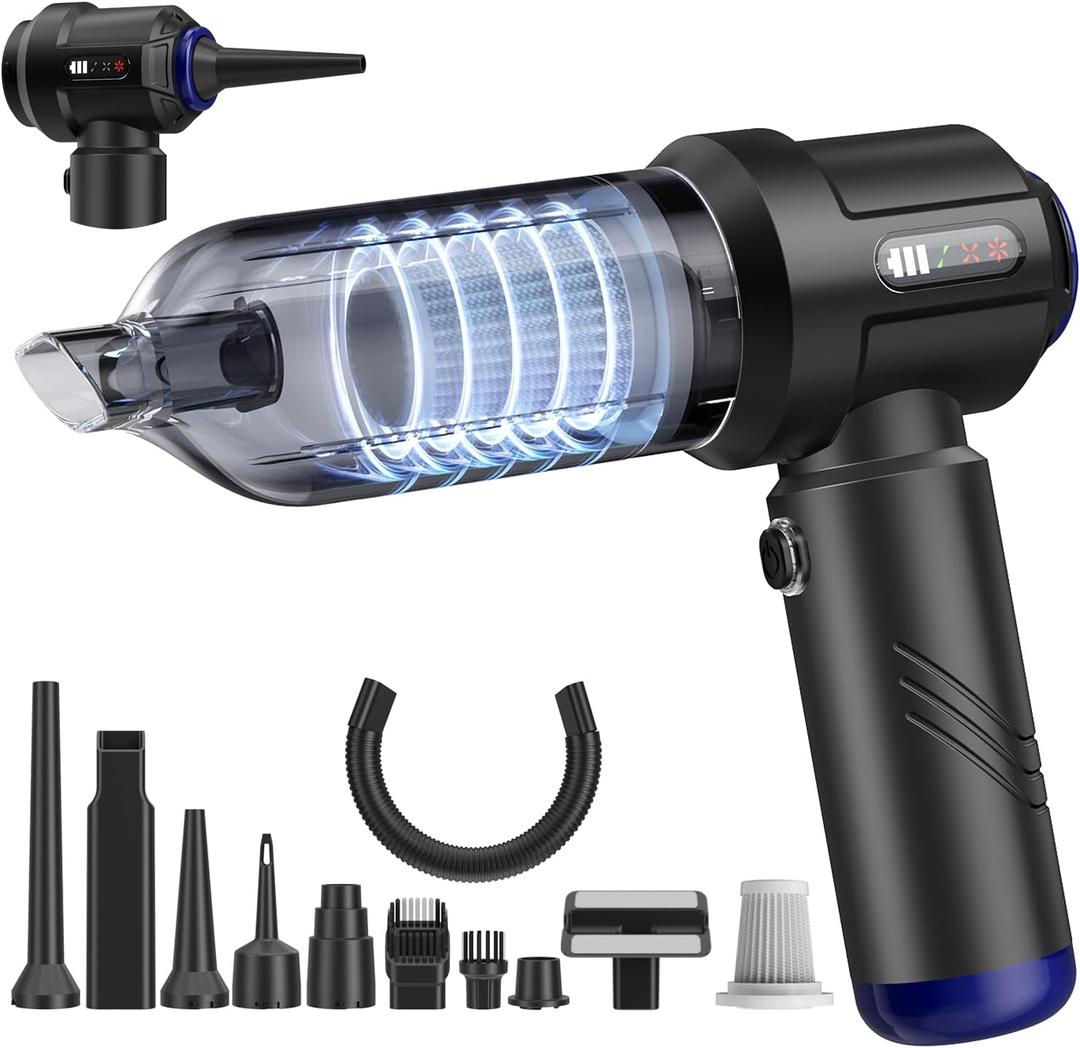 Car Vacuum Portable Cordless High Power Small Handheld Vacuum Cleaner 4-in-1 Compressed Air Duster & Air Blower & Pump Hand Held Mini Vacuum for Christmas Cars, Office, Home Cleaning