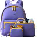 Toddler Neoprene Backpack 13in with 2 zipper pouch AirTag holder for kids | Preschool backpack boys Toddler travel backpack | Daycare backpack boy and girl | Small diaper bag backpack with pouches