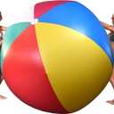 GoFloats 6 ft Giant Inflatable Beach Ball - Choose 'Merica or Classic Design - Extra Large Jumbo Beach Ball with Patch Repair Kit Included
