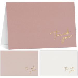 Beautiful Thank You Cards Set of 30 With Envelopes and Stickers - Elegant Blank Cards For Personalized Notes - Perfect Bulk Stationary Set For All Occasions incl. Weddings, Business & Baby Showers (Pink)
