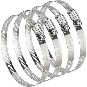 4 Inch (Diameter) Hose Clamp, 304 Stainless Steel Quick-Screw Dryer Vent Clamp, Adjustable 3.5 to 4.3 Worm Gear Hose Clamps for Air Ducting, Dust Collection, Automotive, 4 Pack