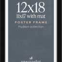 Americanflat 12x18 Poster Frame - Matted to 11x17 - Black