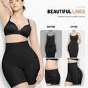 KLVEE High Waisted Shapewear Tummy Control Shorts for Women, Body Shaper, Seamless Shaping Thigh Slimmer Under Dress (Black, L)