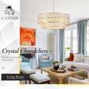 CATINER 24'' Modern Crystal Chandelier 8-Lights Luxury Gold Semi Flush Mount Ceiling Light Fixtures Round Crystal Pendant Chandelier for Living Room Dining Room Foyer Bedroom Kitchen, Large-24