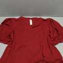 Blooming Jelly Womens Dressy Casual Tops Puff Sleeve Work Blouses Pleated V Neck T Shirts Size L