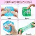 Ice Cube Cube Fidget Toys - Sensory Toys for Kids with Real Sea Shells, Squishy Fidget Toy for Kids & Adults | Non-Toxic Squeeze Ball for Anxiety, Focus & Calm for School, Office, Green