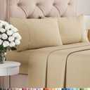 Cal King Size 4 Piece Sheet Set - Comfy Breathable & Cooling Bed Sheets Set - Hotel Luxury Bedding for Women, Men, Kids, Teens, Boys & Girls - Deep Pockets and Wrinkle Free - Tan (Heathered Sheets)