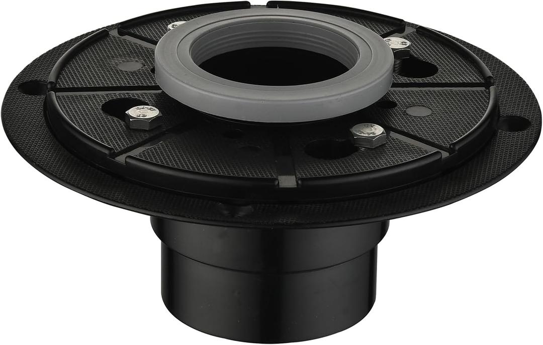 PVC Shower Drain Base Kit Include 2-inch PVC Shower Drain Base Flange, Threaded Adjustable Adaptor and Rubber Coupler Gasket for Square&Linear Draind Installation
