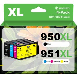 950XL 951XL Compatible for 950 951 Ink Cartridges Combo Pack Work with OfficeJet Pro 8600 8610 8620 8100 8630 8660 8640 8615 8625 251DW 276DW (Black Cyan Magenta Yellow, 4 XL Pack)