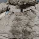 RISISSIDA Plus Size Oversized Women Winter Puffer Coat,Fur Lined Jacket,Fur Trim Hooded,Warm Quilted Leather Bubble Overcoat (XX-Large Plus, Apricot)