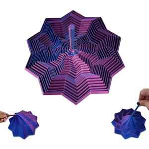 3D Printed Expanded Sensory Fidget Star, Sensory Fidget Star with Handle, Colorful Whirling Spiral Design, Fractal Fidget Hexagon for Office desks as a Stress-Relief Gifts(Purple)