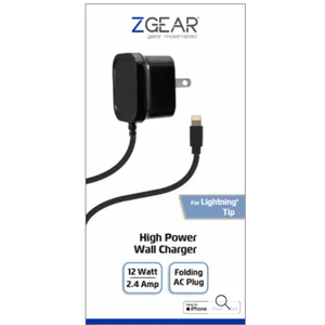 ZGEAR (12W) 8-Pin Wall Charger - Black (WC-APP8PNM2A)