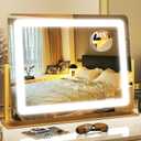 17" x22" Vanity Mirror with Light, LED Makeup Mirror with Lights and 10X Magnification, Lighted Makeup Mirror with 3 Color Modes ＆ Dimmable, for Vanity Desk, Gold