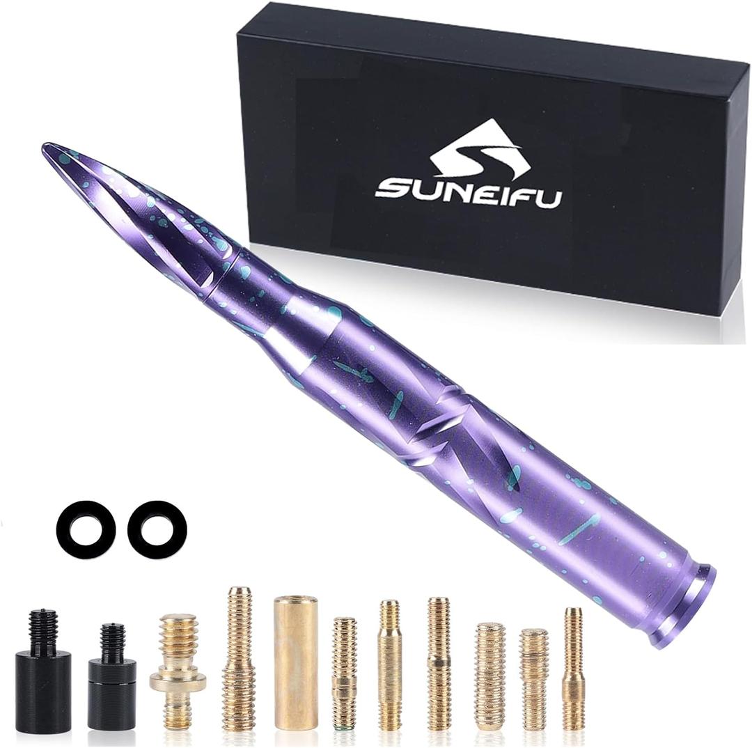 Car Antenna, Short Stubby Bullet Style Mast Replacement, Premium Signal Reception Waterproof Car Stereo Aerial Compatible with Ford, Dodge, Jeep, Toyota, Honda, and Most Vehicles