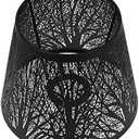 Lurrose Metal Forest LampShade Metal Lamp Shades E27 Modern Drum Lampshades Barrel Lamp Cover Tree Shadow Lampshade for Bedroom Table Floor Light, Black Decorative Lampshade Table Lamp Cover