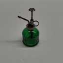 OFFIDIX Glass Plant Mister, 6.3 Inches Tall Vintage Style Spritzer Bronze Plastic Top Pump One Hand Watering Can Indoor Plant Spray Bottle for Garden, Plants, Cleaning (Dark Green)