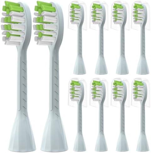 YMPBO Toothbrush Replacement Heads Compatible with Philips One Series Sonicare Battery Toothbrush BH1022/03, 10 Pack Replacement Heads, Soft Bristles, Mint Light Blue