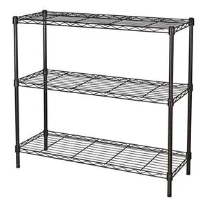 Standing Shelving Units, 36" W x 14" D x 32" H Metal Storage Shelves, Adjustable Carbon Steel Wire Shelving Rack Display Shelf for Garage Bathroom Kitchen Home Office (3-Tiers, Black)