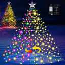 Smart Cascading Twinkle Lights for Christmas Tree, 410LED Christmas Tree Lights APP Control Music Sync, 6.6FT x 16 Lines String Lights for Indoor Outdoor Xmas Tree Decor, Warm White & Multicolor