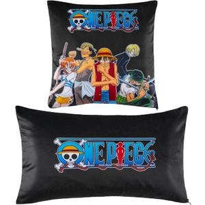 One Piece 2-Pc Cushion Cover Set, Pillow Covers for Bed, Couch, Rectangular 20x12in, Square 14x14in, Luffy Straw Hat Anime Gifts for Boys