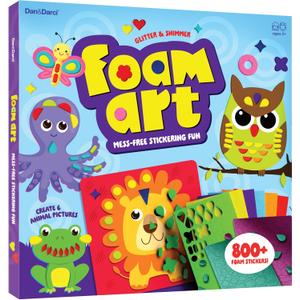Dan&Darci Foam Sticker Art Craft for Kids - Toddler Arts & Crafts for Ages 3-5 - Boys 4-6 Birthday Gift - DIY Kid Activities Ages 3 4 5 6 Years - 4 Year Old Boy Gifts - Mess Free Craft Activity