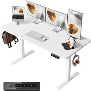 FEZIBO One-Piece Standing Desk Adjustable Height Stand up Home Office Desk, 55x24 Inch Electric Standing Computer Desk, with 4 Memory Presets, Headphone Hook, White FEZIBO One-Piece Standing Desk Adjustable Height Stand up Home Office Desk, 55x24 Inch Electric Standing Computer Desk, with 4 Memory Presets, Headphone Hook, White