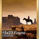 A PLUS MAX 15x23 Picture Frame, Gold Engineered Wood Frame for 15 x 23 Inch Picture Poster Photo, Light Weight 15 by 23 Frame with Wood-grain for Wall - 1 Pack/Gold/15 x23