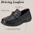 Josmo Boys Moccasin Boat Shoes - Casual Leatherette Driving Loafers - Black (Size 8 Toddler)